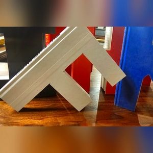 Letter F handcut from white book.  Upcycled. Accent for office or home.